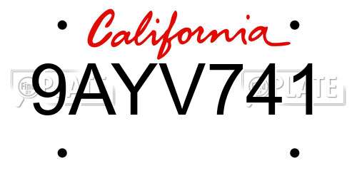 9AYV741 California License Plate