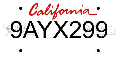 9AYX299 California License Plate