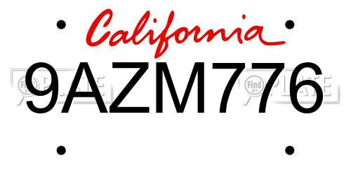 9AZM776 California License Plate
