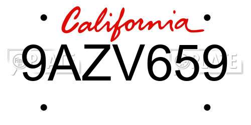 9AZV659 California License Plate