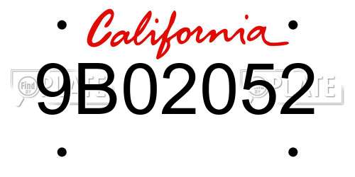 9B02052 California License Plate