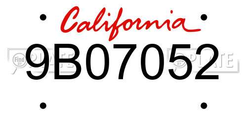 9B07052 California License Plate
