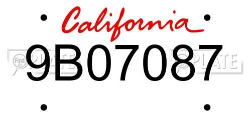 9B07087 California License Plate
