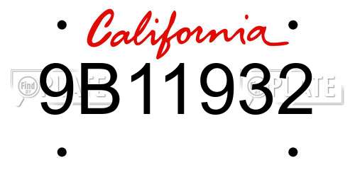 9B11932 California License Plate