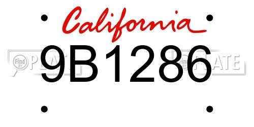 9B1286 California License Plate