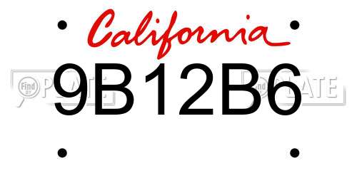 9B12B6 California License Plate