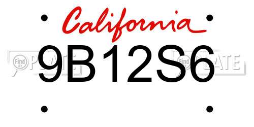9B12S6 California License Plate