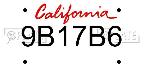 9B17B6 California License Plate