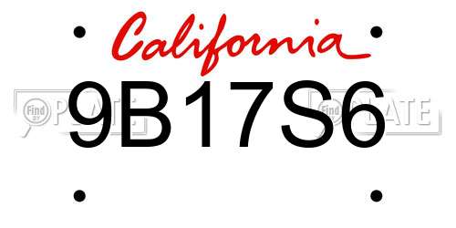 9B17S6 California License Plate
