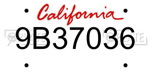 9B37036 California License Plate