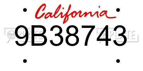 9B38743 California License Plate