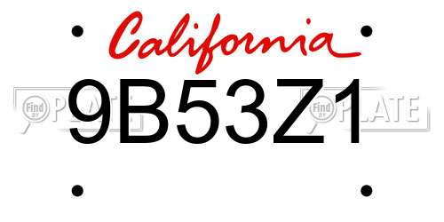 9B53Z1 California License Plate