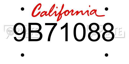 9B71088 California License Plate