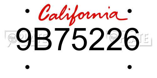9B75226 California License Plate