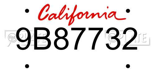 9B87732 California License Plate