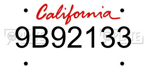 9B92133 California License Plate
