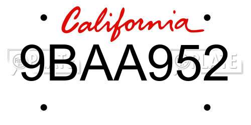 9BAA952 California License Plate