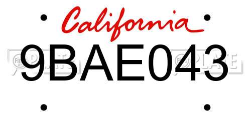 9BAE043 California License Plate