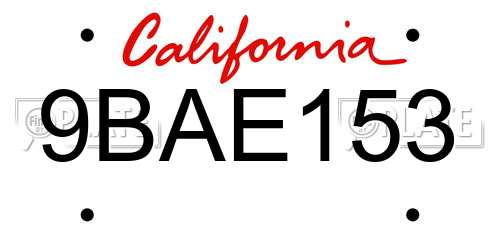 9BAE153 California License Plate