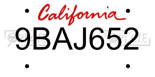 9BAJ652 California License Plate
