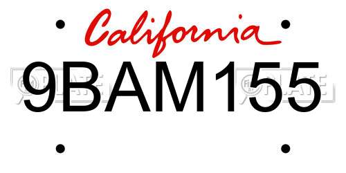 9BAM155 California License Plate