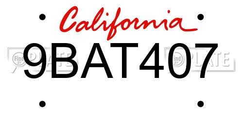 9BAT407 California License Plate