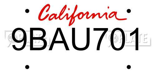 9BAU701 California License Plate