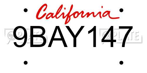 9BAY147 California License Plate