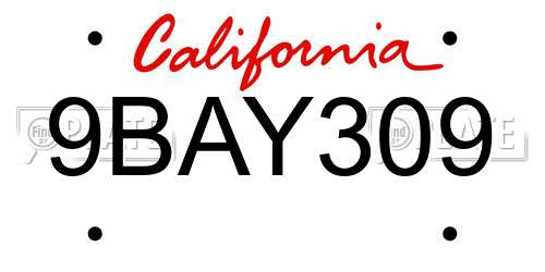 9BAY309 California License Plate