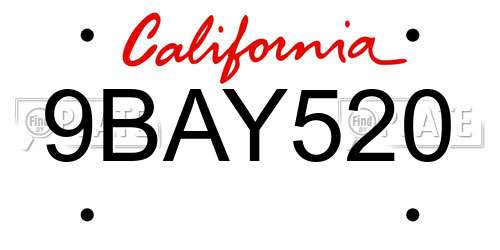 9BAY520 California License Plate