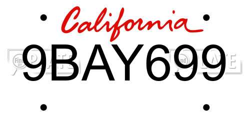 9BAY699 California License Plate