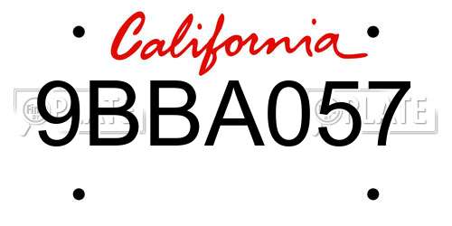 9BBA057 California License Plate