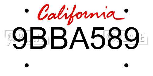 9BBA589 California License Plate