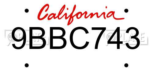 9BBC743 California License Plate