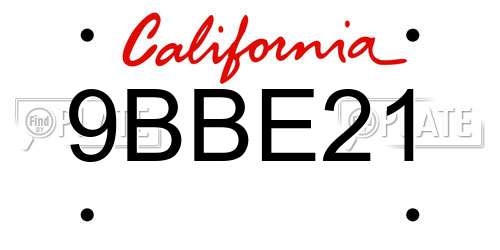 9BBE21 California License Plate