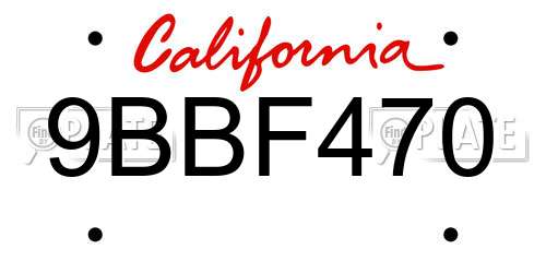 9BBF470 California License Plate