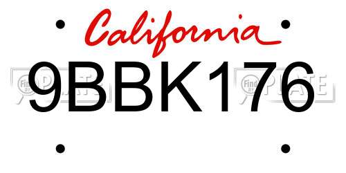 9BBK176 California License Plate