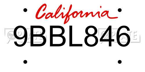 9BBL846 California License Plate