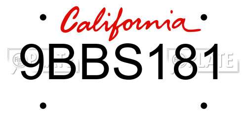 9BBS181 California License Plate