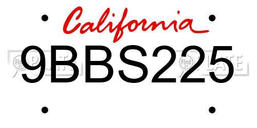 9BBS225 California License Plate