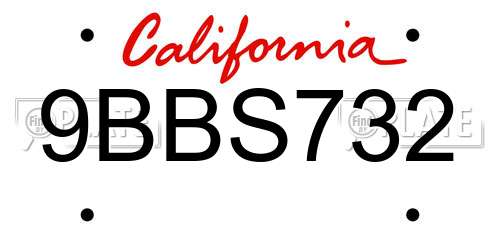 9BBS732 California License Plate