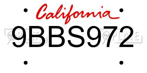 9BBS972 California License Plate