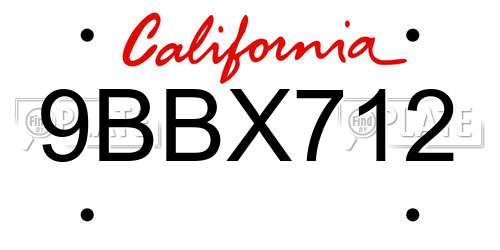9BBX712 California License Plate