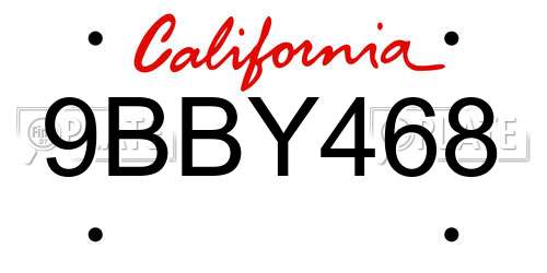9BBY468 California License Plate