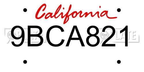 9BCA821 California License Plate