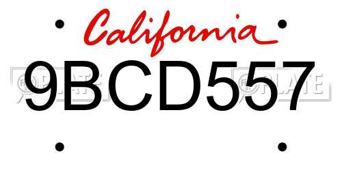 9BCD557 California License Plate