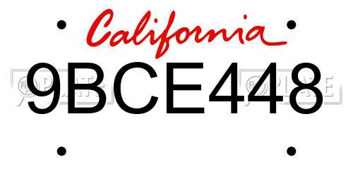 9BCE448 California License Plate