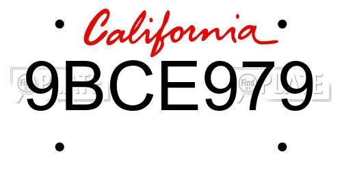 9BCE979 California License Plate