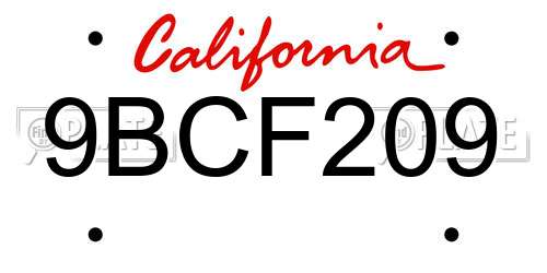 9BCF209 California License Plate