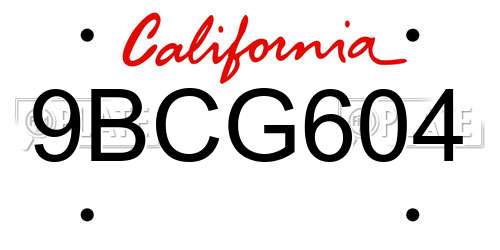 9BCG604 California License Plate